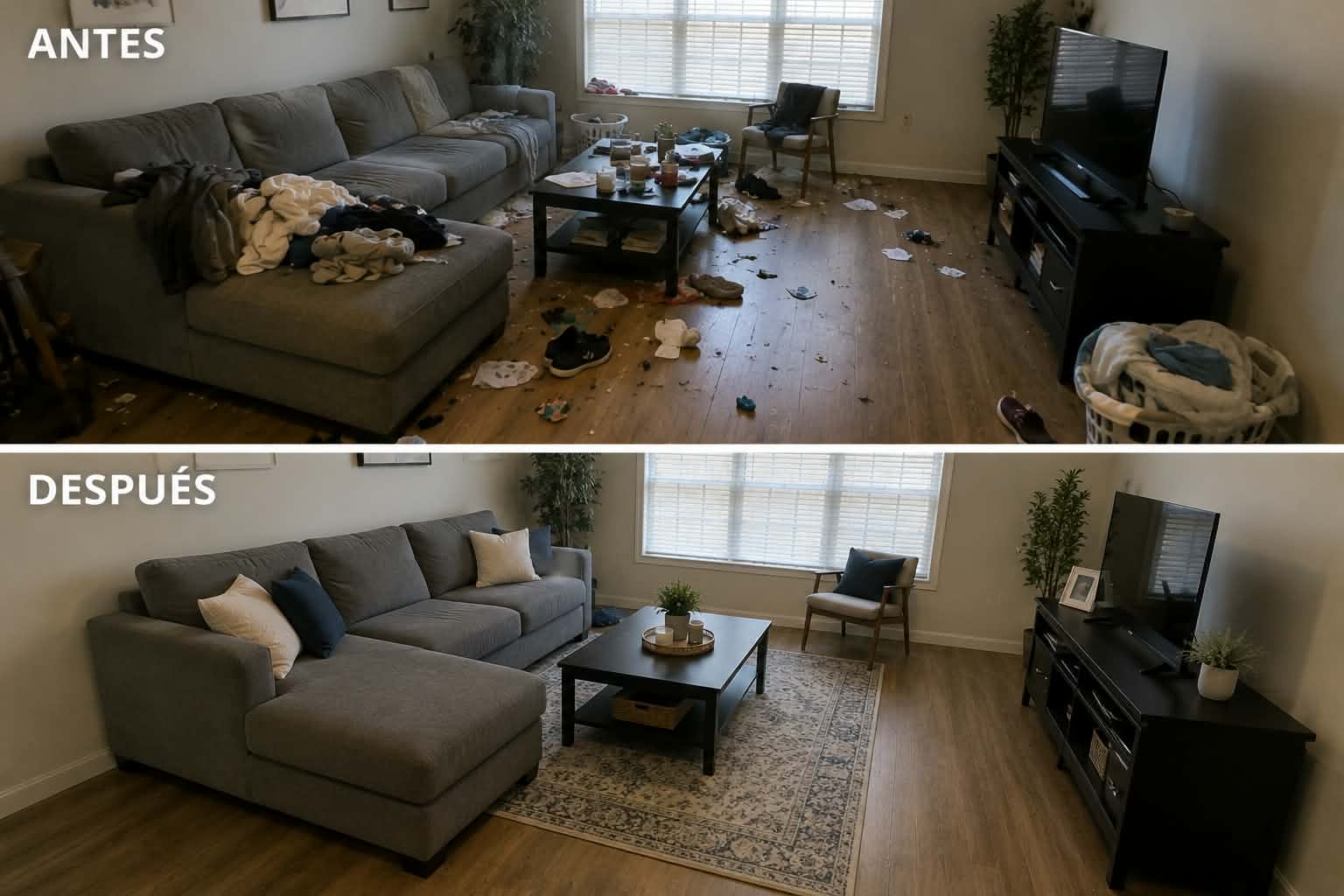 Family room — Before & After